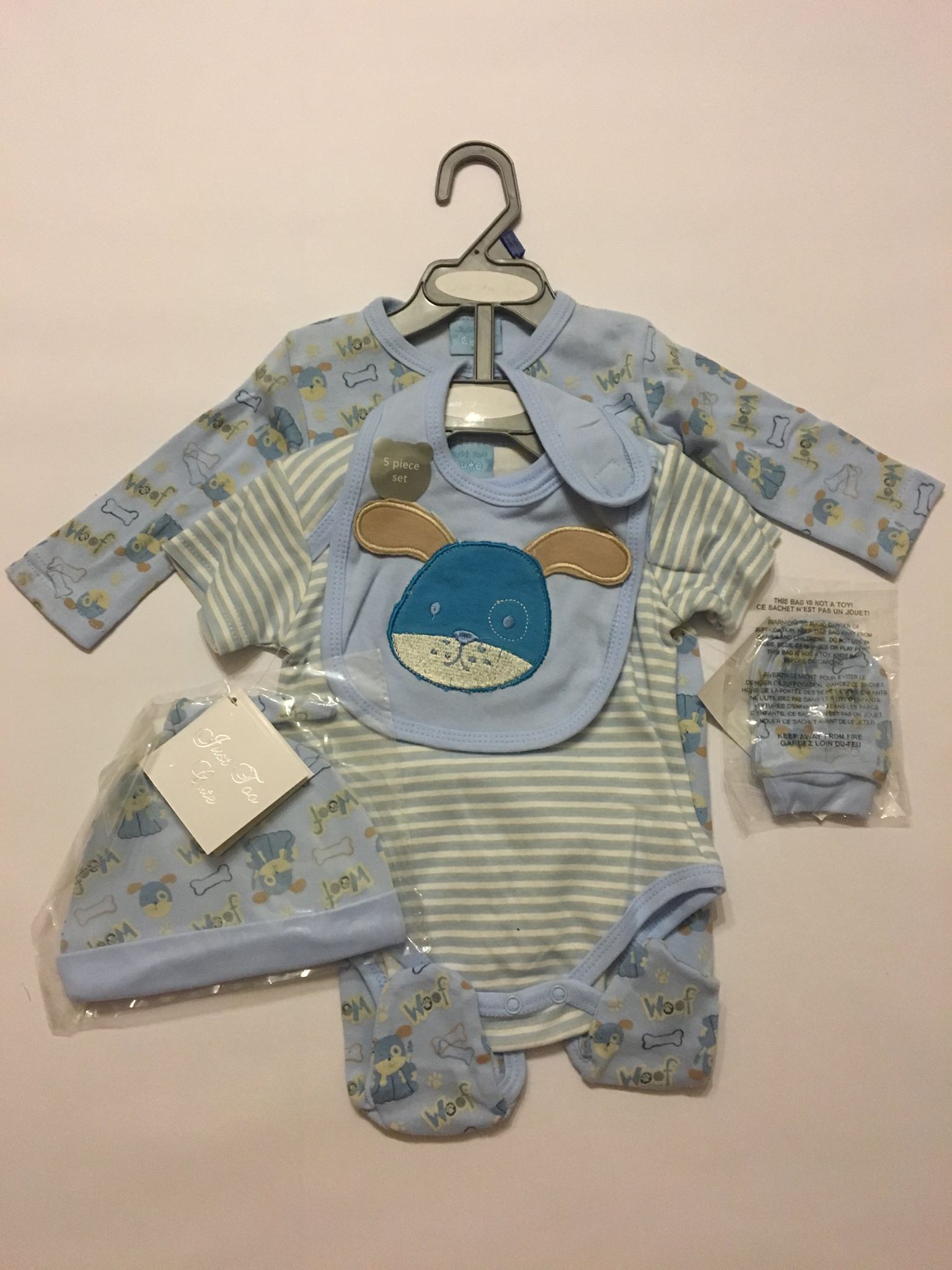 Baby Boys Puppy 5pc Net Bag Gift Set - Wrap Your Love